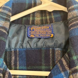 Pendleton Blue and Green Plaid Wool Shirt Jacket